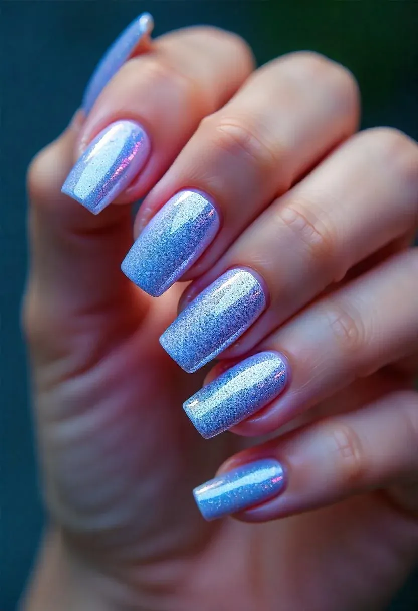 Minimalist glitter fade nail art with a soft, sparkling effect.