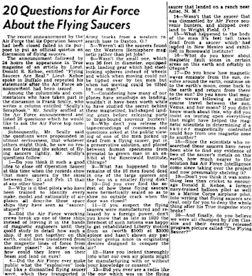 20 Questions About Flying Saucers 