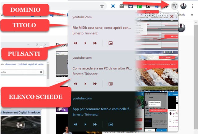 gestire la riproduzione audio video in chrome