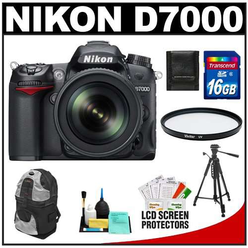 Nikon D7000 16.2 MP Digital SLR Camera & 18-105mm VR DX AF-S Zoom Lens with 16GB Card + Filter + Backpack Case + Tripod + Accessory Kit