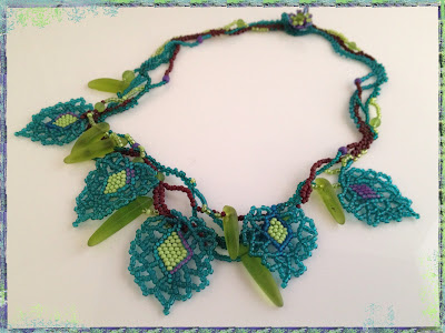 New Growth, freeform beaded necklace with cultured 'sea glass' shards by Karen Williams