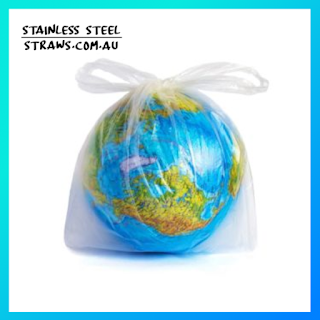 Globe of planet earth wrapped in plastic bag