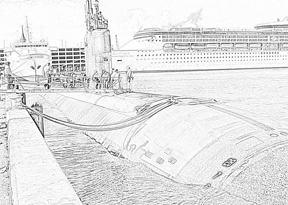 Download Coloring Pages: Submarine Coloring Pages