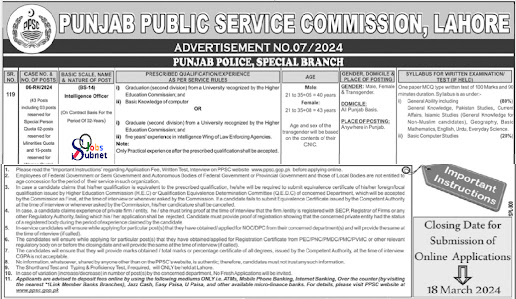 Punjab Police Jobs 2024 through PPSC Online Apply