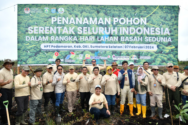 Areal Gambut di OKI Ditanami Pohon pada Peringatan Hari Lahan Basah Sedunia 