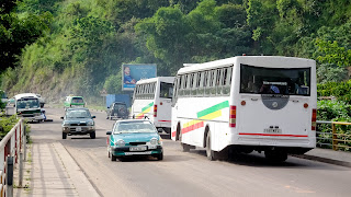 Brazzaville busses in white, green and yellow