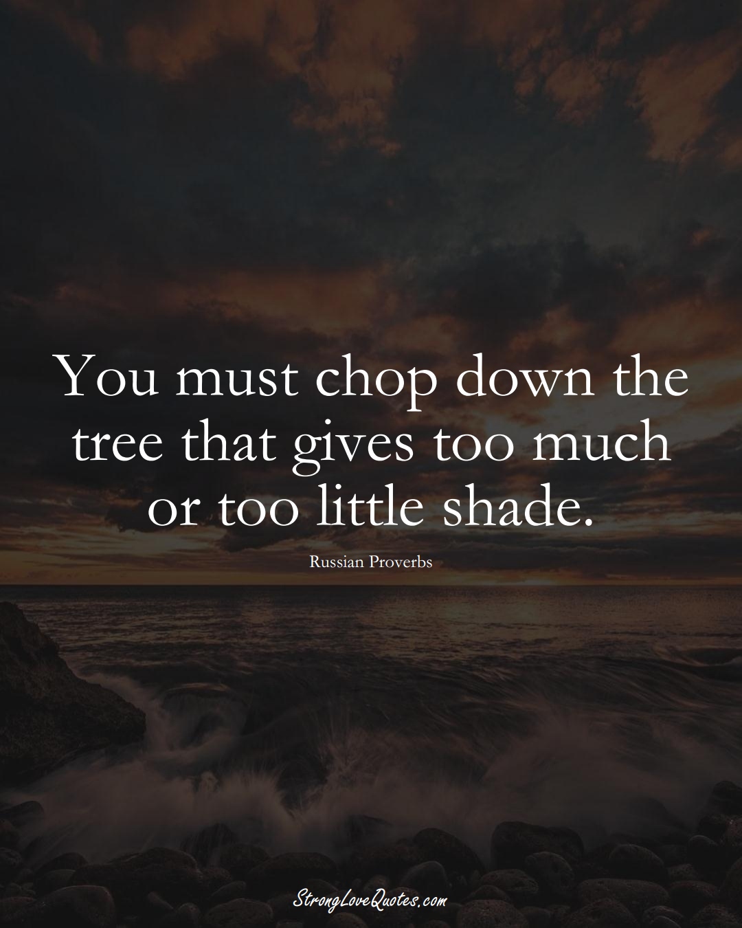 You must chop down the tree that gives too much or too little shade. (Russian Sayings);  #AsianSayings