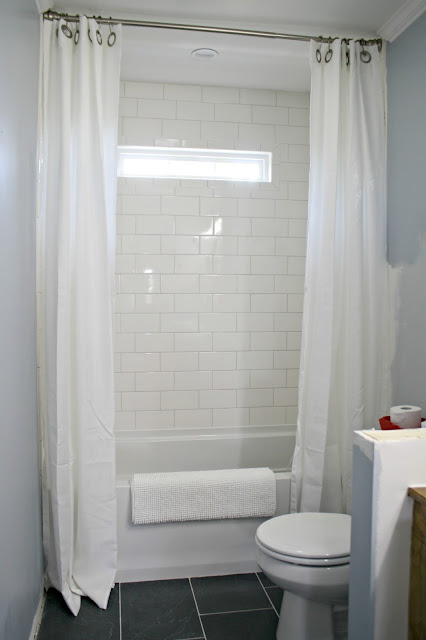 How to use drapes on shower for double curtain look