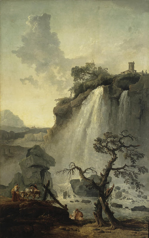 Landscape with a Waterfall by Hubert Robert - Landscape Paintings from Hermitage Museum