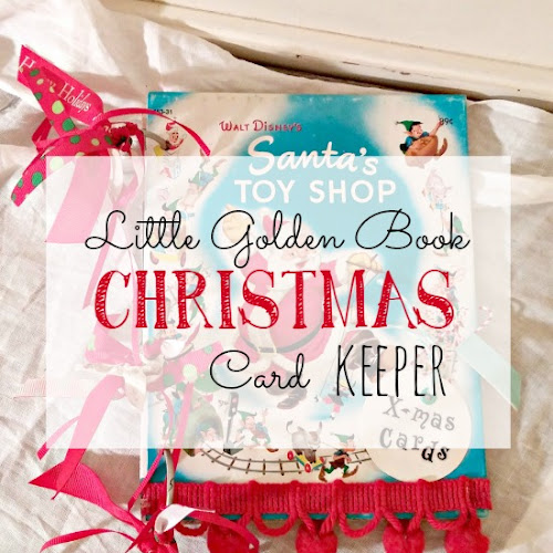 Recycled Little Golden Book Christmas Card Keeper