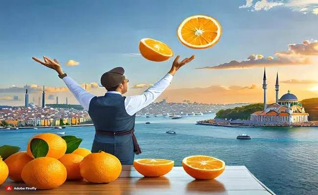 Murat Kurum portakal dağıtıyor