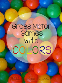 A ton of gross motor active play games for kids to learn colors! This is perfect for toddlers and preschool inside and outside!