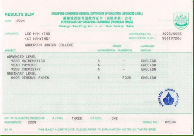 A'level result slip 001