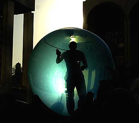 a water bubble in the Lincoln Centre Plaza