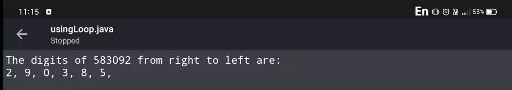 extract all digits of a number in java using loop