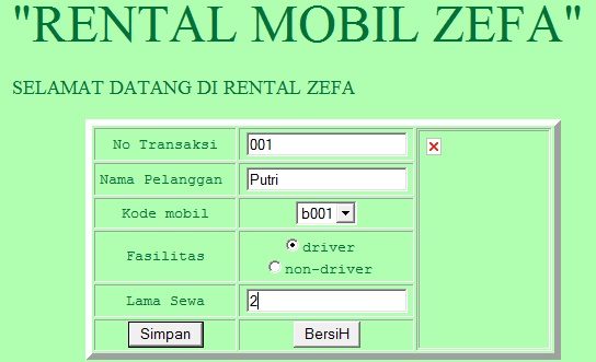 Contoh Database Rental Mobil - Contoh Jul