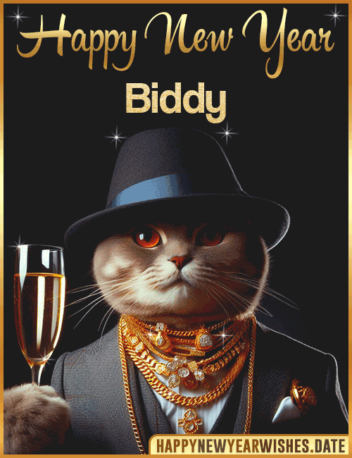 Happy New Year Cat Funny Gif Biddy
