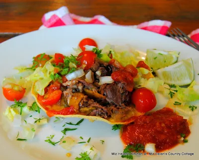 Slow Cooker Beef Tostada's at Miz Helen's Country Cottage