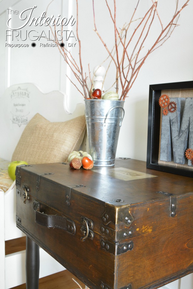 DIY Wooden Trunk Table Close Up
