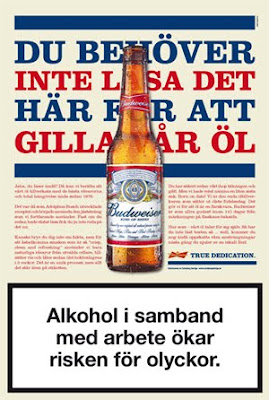 Budweiser-advertentie: 'Du behöver inte läsa det här för att gilla vår öl'