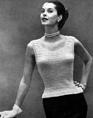 The Vintage Pattern Files - Free 1940s Womens Sleeveless Square Neck Blouse Crochet Pattern Here