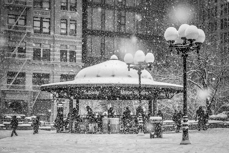 union square, subway, snow, weather, new york, city, street photography