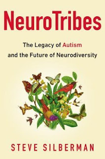 The cover of NeuroTribes. It has a drawing of plants, birds and butterflies.