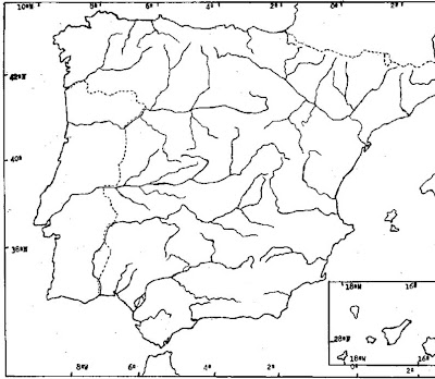 Resultado de imagen de mapa mudo fÃ­sico penÃ­nsula ibÃ©rica rÃ­os