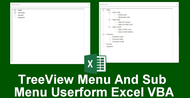 TreeView Menu And Sub Menu Userform Excel VBA