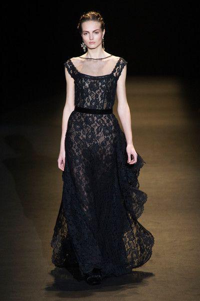 black lace evening dress