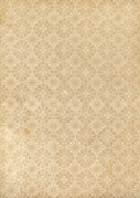 A paper from the flyleaf of a victorian era book with flower like designes in a diamond shape.