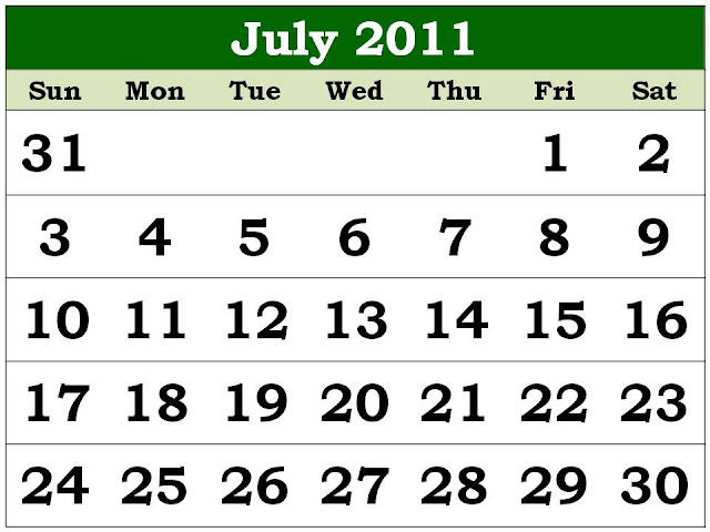 july 2011 calendar. Calendar for July 2011