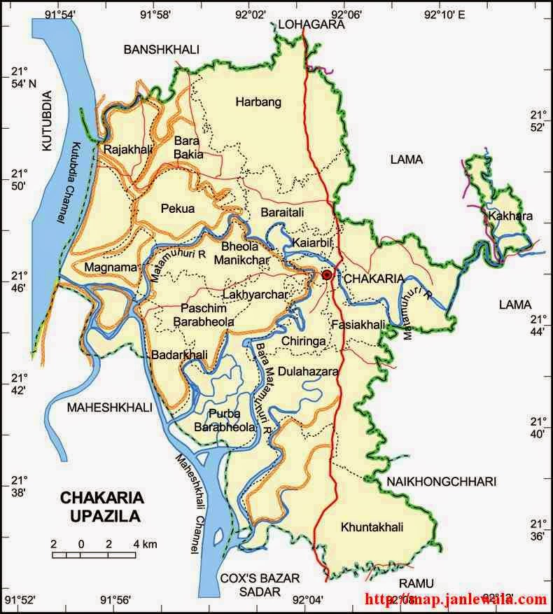 chakaria upazila map of bangladesh