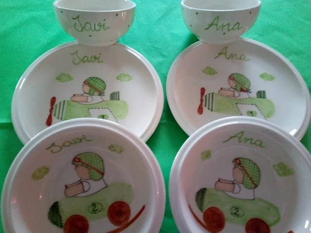 Vajillas infantiles de cerámica personalizadas