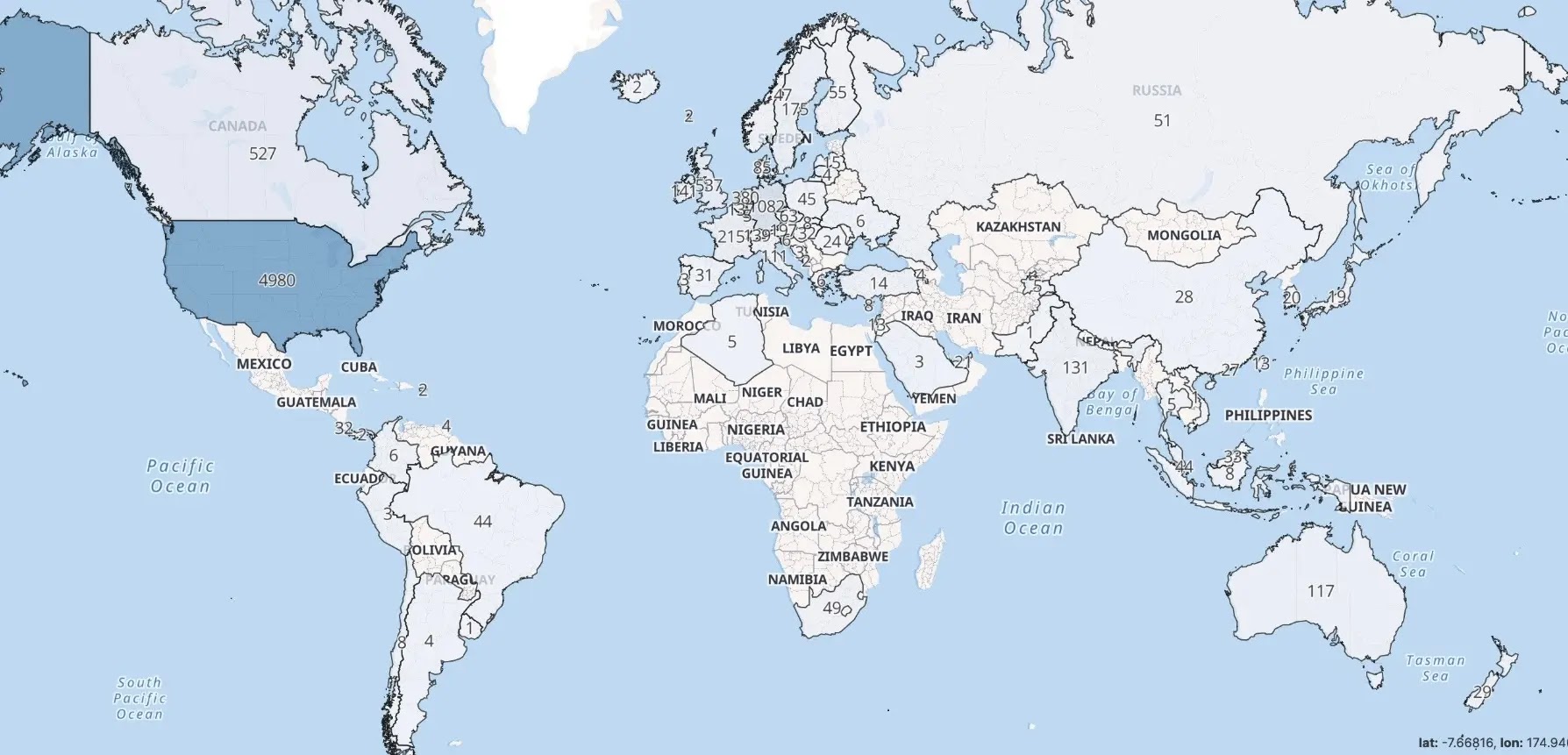 Global distribution of CrushFTP web interfaces (Source - Silent Push)