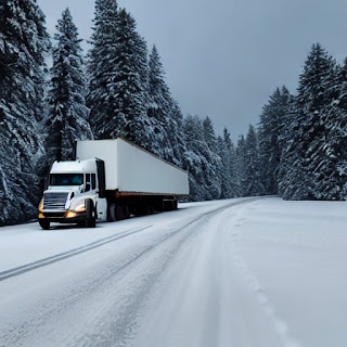 Semi Truck on snow road