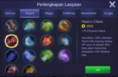 item lifesteal kimmy mobile legends