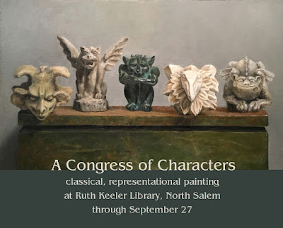 gargoyles, original oil painting, Ruth Keeler Library art show