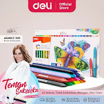 Deli Krayon Sekolah 24 Warna Cerah Bentuk segitiga ergonomis tidak beracun EC20020