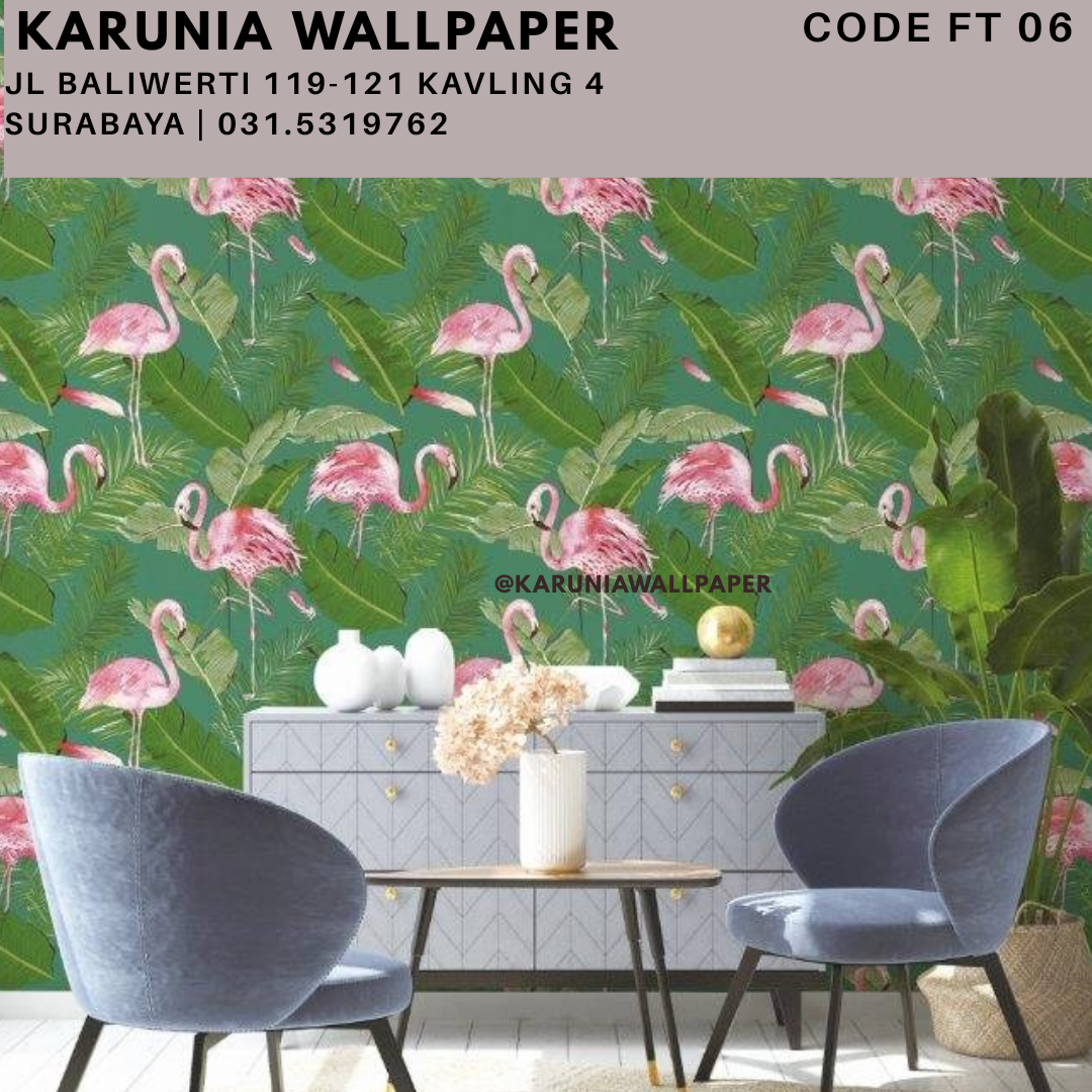 jual wallpaper dinding flamingo