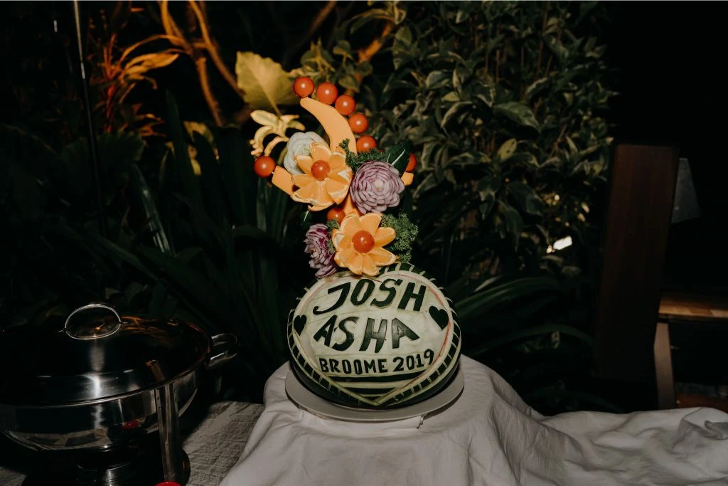 julia rau photography cable beach wedding broome brides by design bridal gown floral design cake