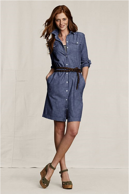 Women regular stretch poplin shirt dress