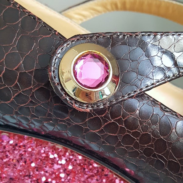 close up of button fastening on shoe