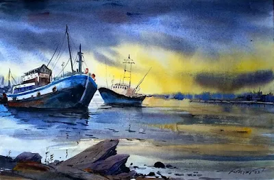 Boats painting Bikas Kundu