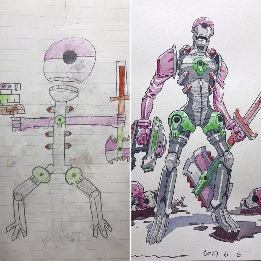 Amazing Father Turns His Son’s Drawings Into Anime Cartoon, And The Result Is Spectacular