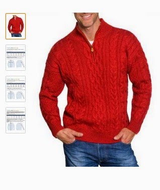 British Wool Men's Aran Cable Zip Neck Sweater