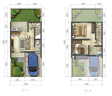 lingkar warna: denah rumah minimalis ukuran 5x11 meter 2