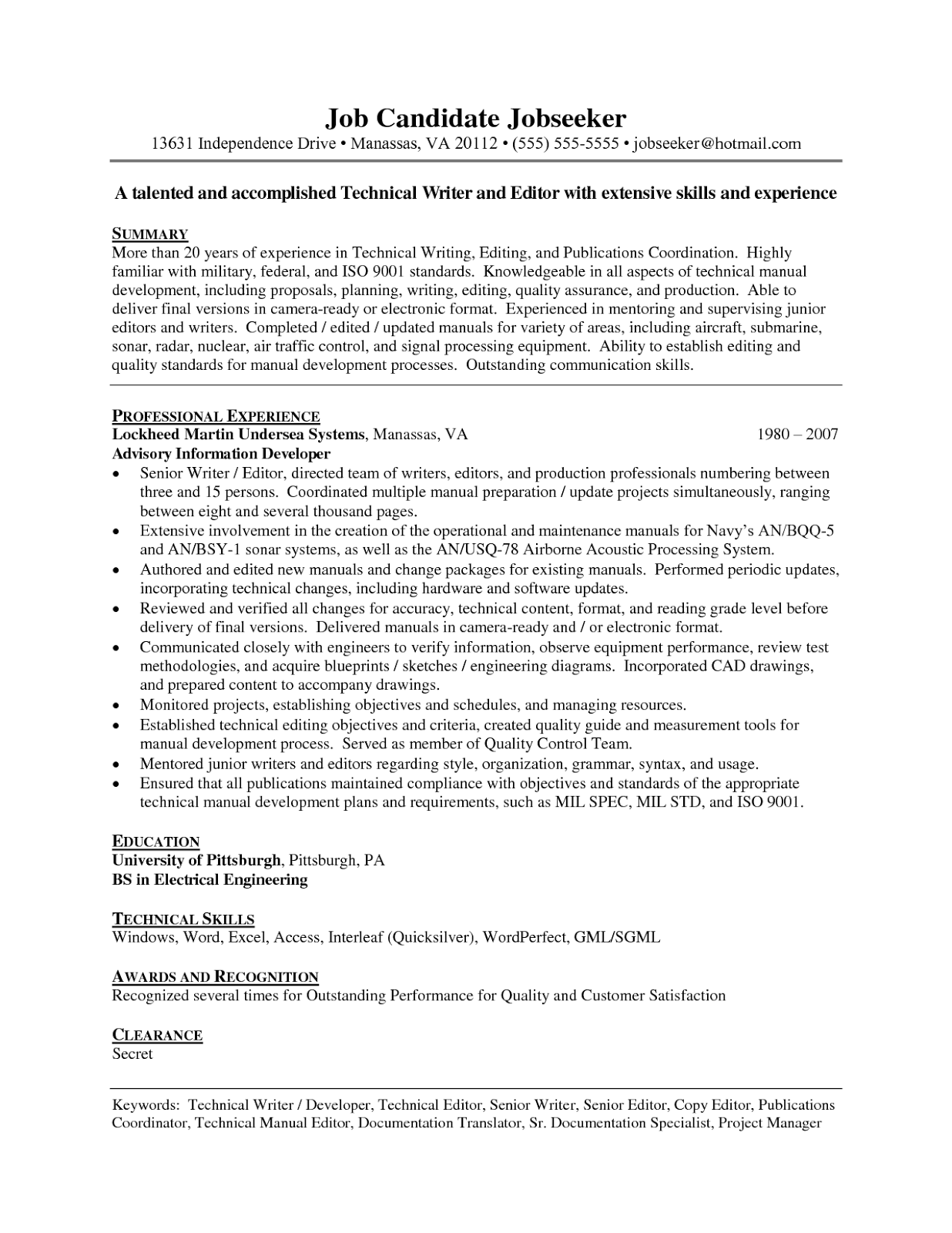 Sample Resume Writing  Sample Resumes