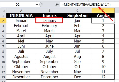 Cara Merubah Nama Bulan Menjadi Angka Di Excel