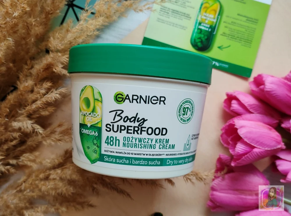 Garnier Body SuperFood Avocado Oil + Omega 6 Nourishing Cream - Odżywczy krem ​​do ciała do skóry suchej i bardzo suchej